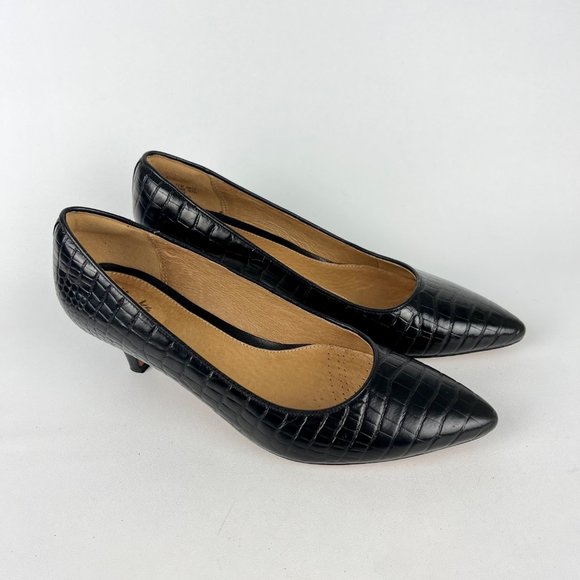 Clarks Shoes Clarks Womens Linvale Jerica Black Croc Embossed